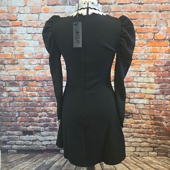 Dolls Kill Goth Emo Baby Doll Wednesday Addams Mini Skirt Dress XS, S - Picture 2 of 3